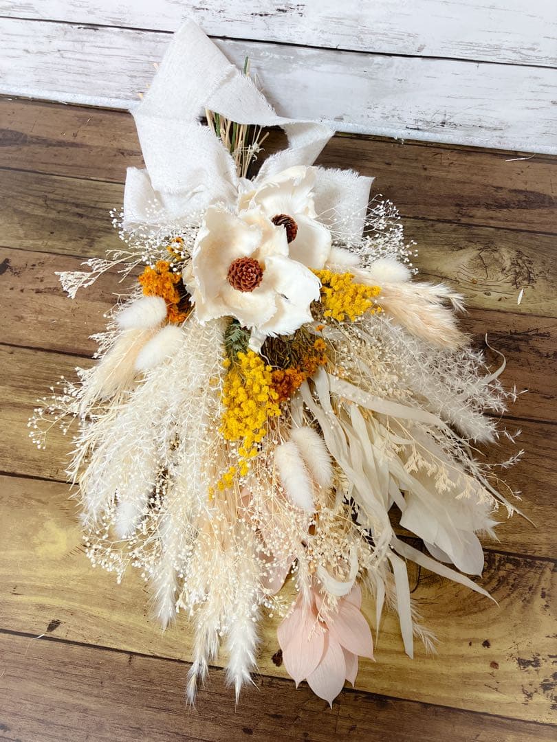 ホワイト ドライフラワーブーケ　前撮り ウェディング ナチュラル 韓国風