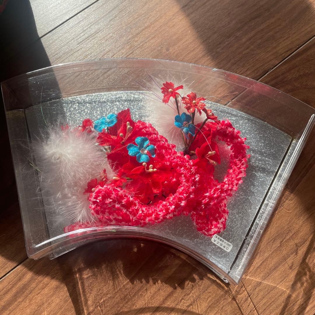 お値下げ中 七五三用 花柄リボン　髪飾り•巾着付