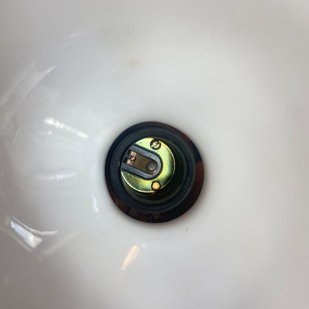 【美品】青色フリルガラスランプシェード　電傘　昭和レトロ　ホワイト