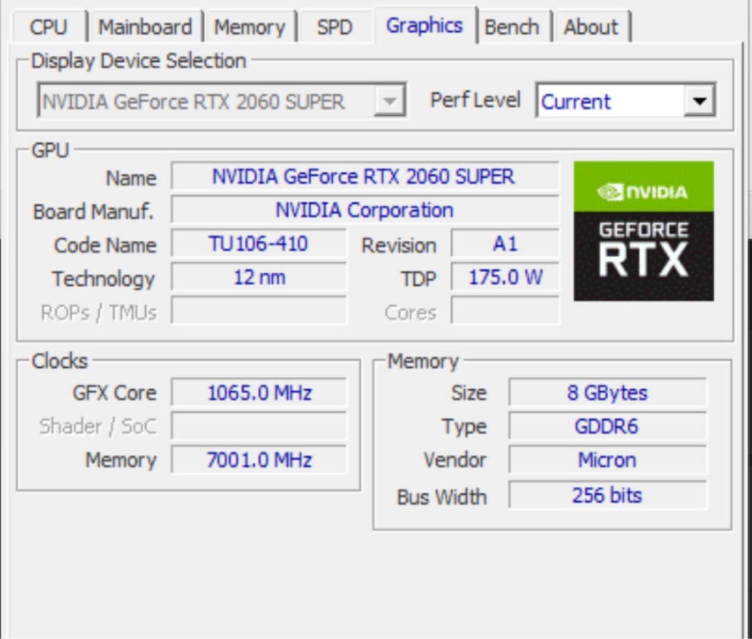 NVIDIA GeForce RTX 2060 SUPER 8G 動作確認済み
