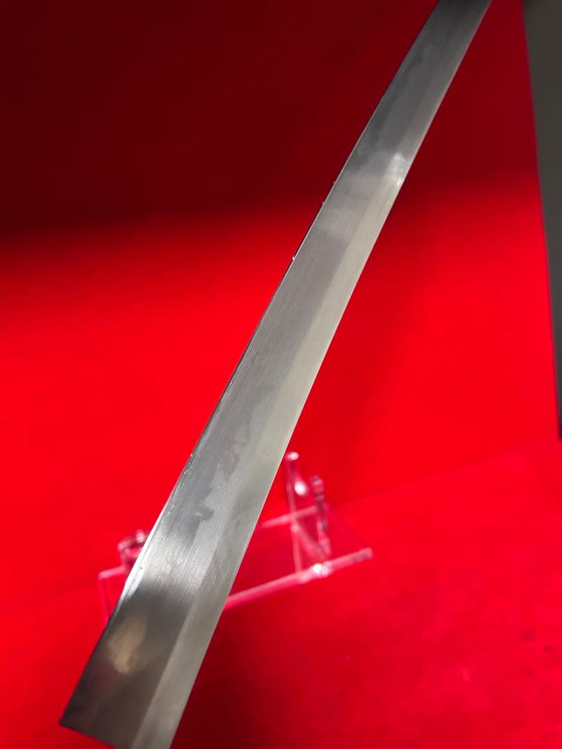 01563 包丁　マグロ包丁　両刃　玉鋼　乱れ刃紋　刃付　未使用品