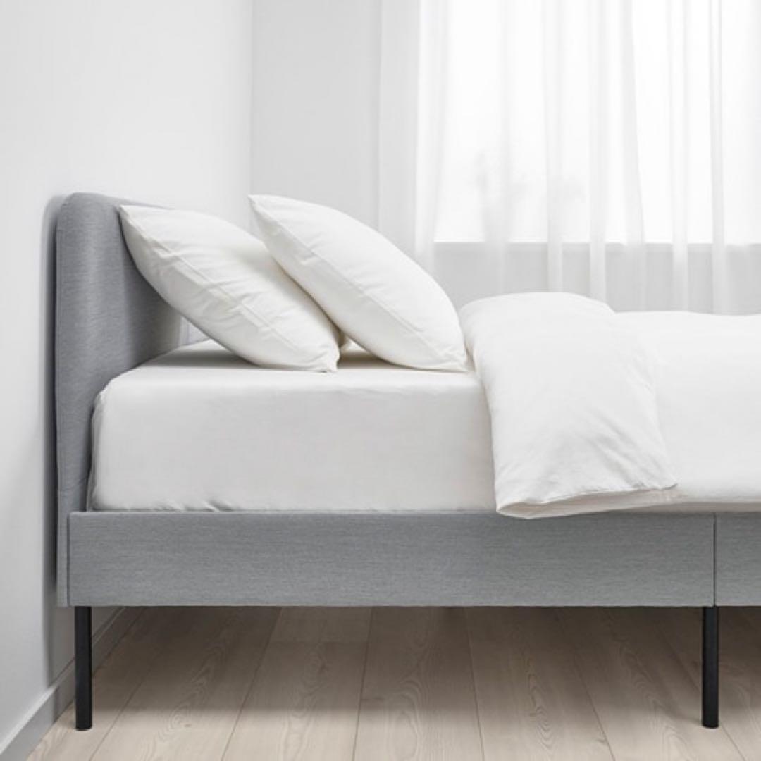 【美品】IKEA ベッドフレーム シングルベッド ライトグレー シンプルおしゃれ
