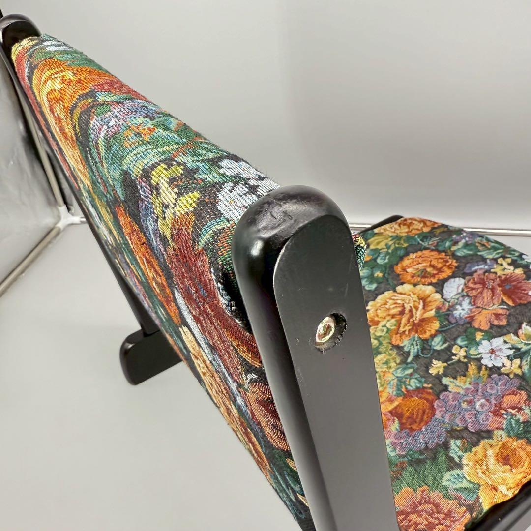 座椅子　折りたたみ　4個セット　昭和　レトロ　天然木　本格　花柄　総柄　木製