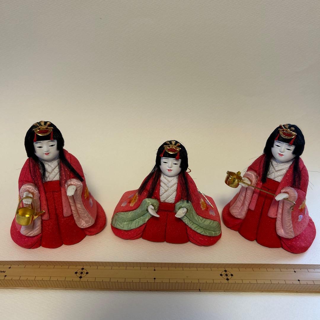 木目込み　雛人形　三人官女　ミニ　刺繍