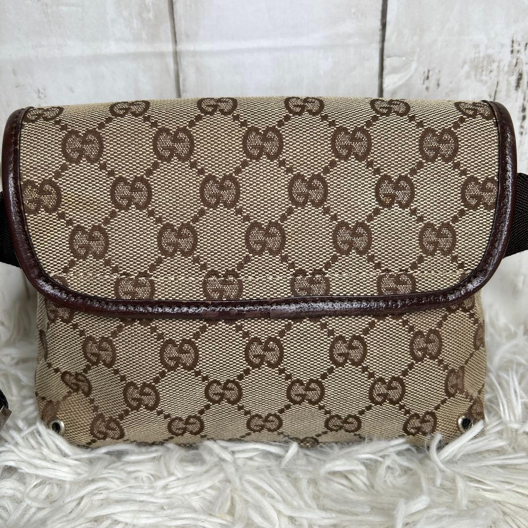 GUCCI GGキャンバス ジャッキー ウエストバッグ ボディーバッグ　茶色