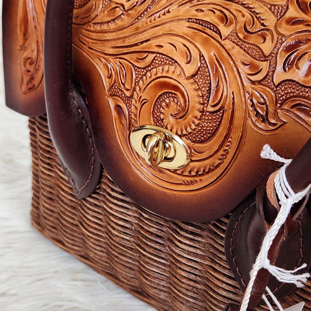 《未使用》グレースコンチネンタル カービングトライブス かごバッグ