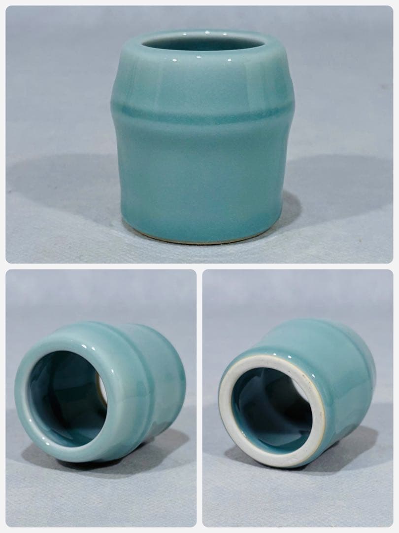 鍋島焼　小笠原長春造　青磁皆具　美品　共箱　茶道具　送料込