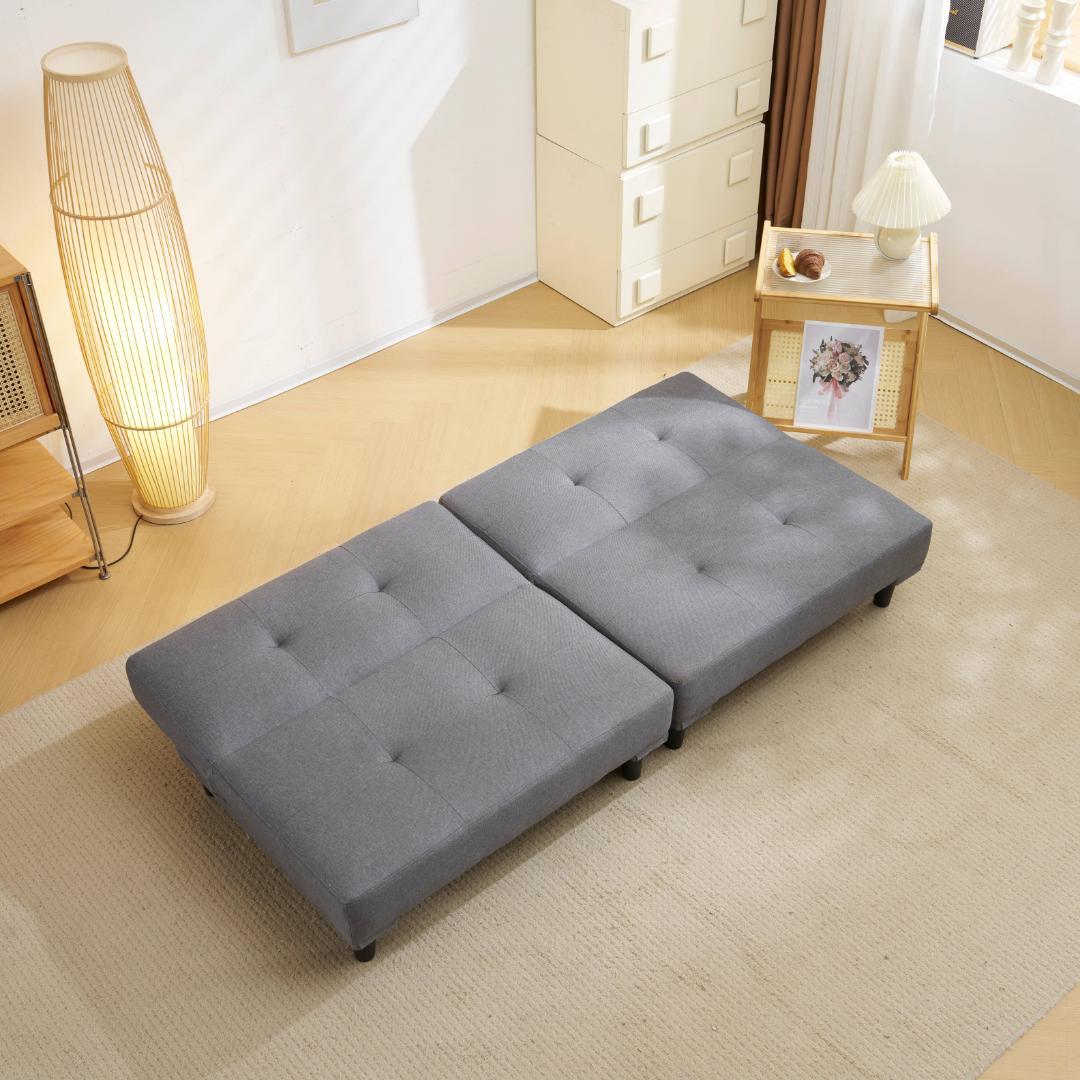 ソファベッドロータイプ 2人リクライニングソファ 背もたれ 3段階 グレー