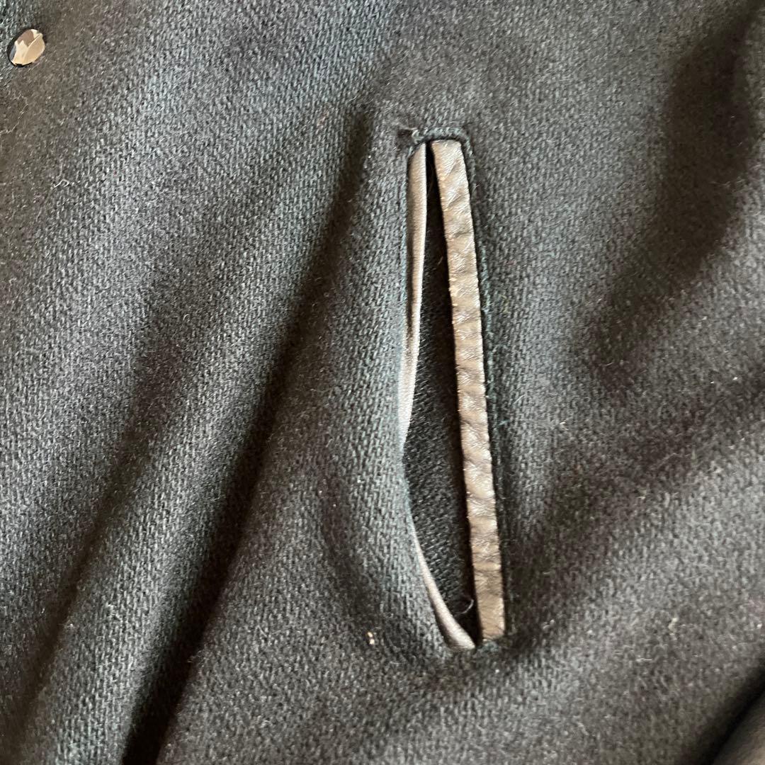 当時物　バーシティ　テニスモチーフ レタード　ウール×レザー 袖革 フェード