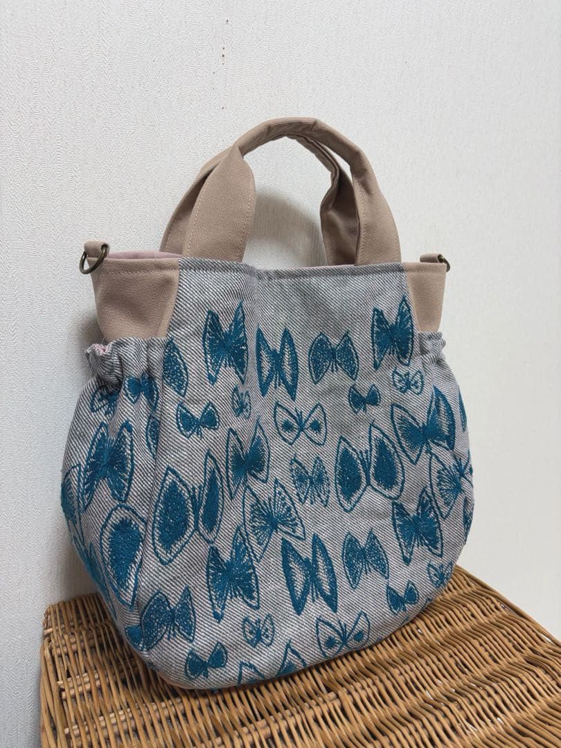 ミナペルホネン＊sky flowerギャザポケバッグ✂️ハンドメイド