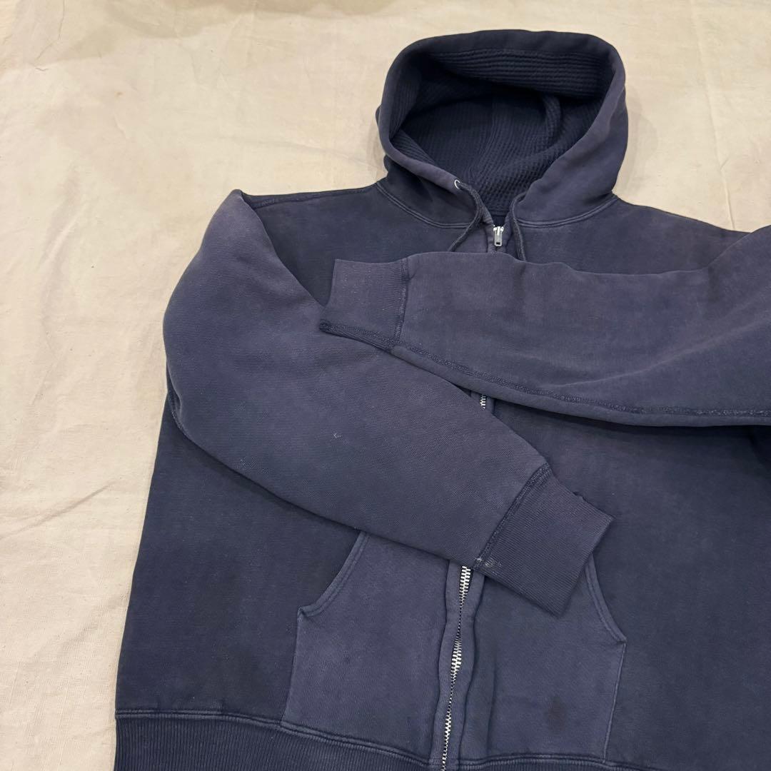 60s ダブルフェイス SWEAT ジップ パーカー 茄子紺 フェード ナス紺