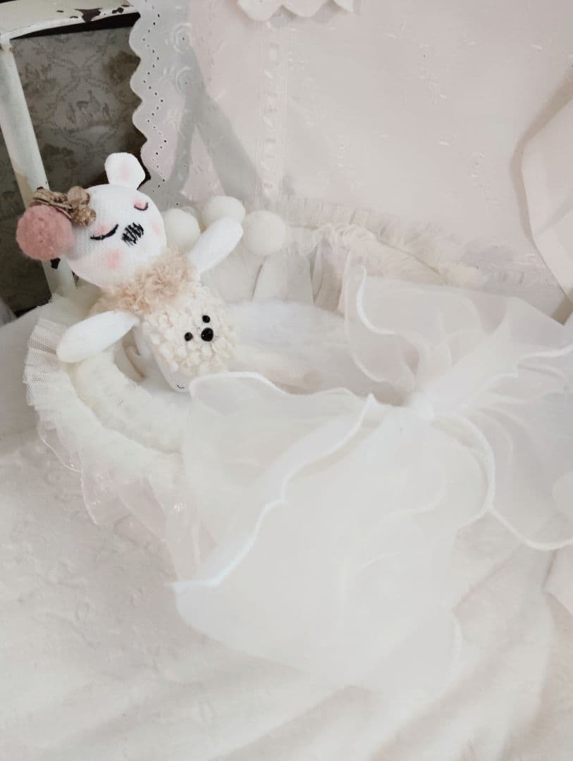 生後１日❤生まれたての子猫ちゃん♡バスケットとクマたん♡アートドール♡ぬいぐるみ