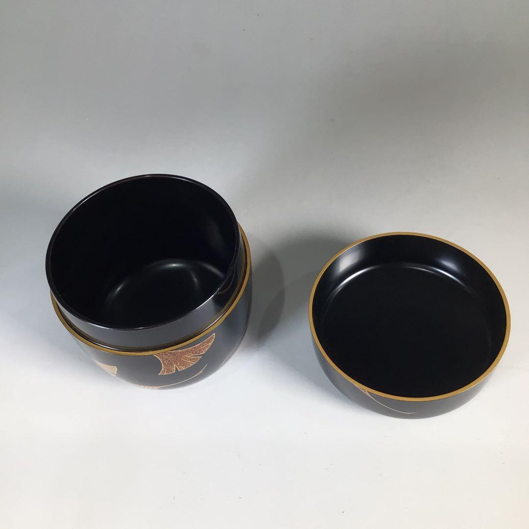 Ｎ８１９　棗　『鈴谷鐡五郎作』『螺鈿』『銀杏蒔絵』『中棗』　共箱　茶道具