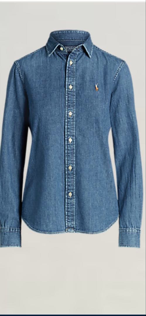 ポロラルフローレン デニムシャツ　ダンガリー　ポニー刺繍ロゴ コットン ゆったり
