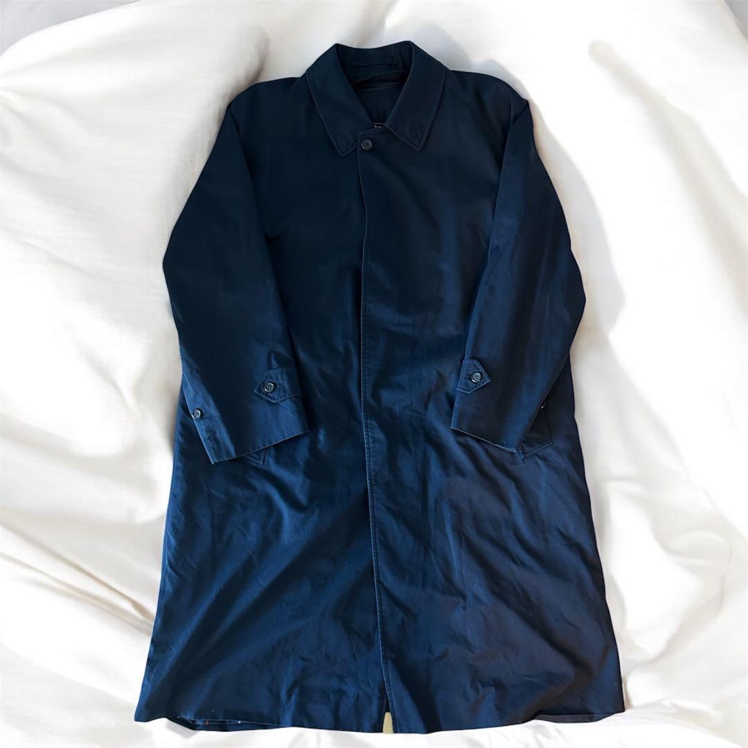 【極美品/希少LL】バーバリー ステンカラーコート ウールライナー メンズ 紺色