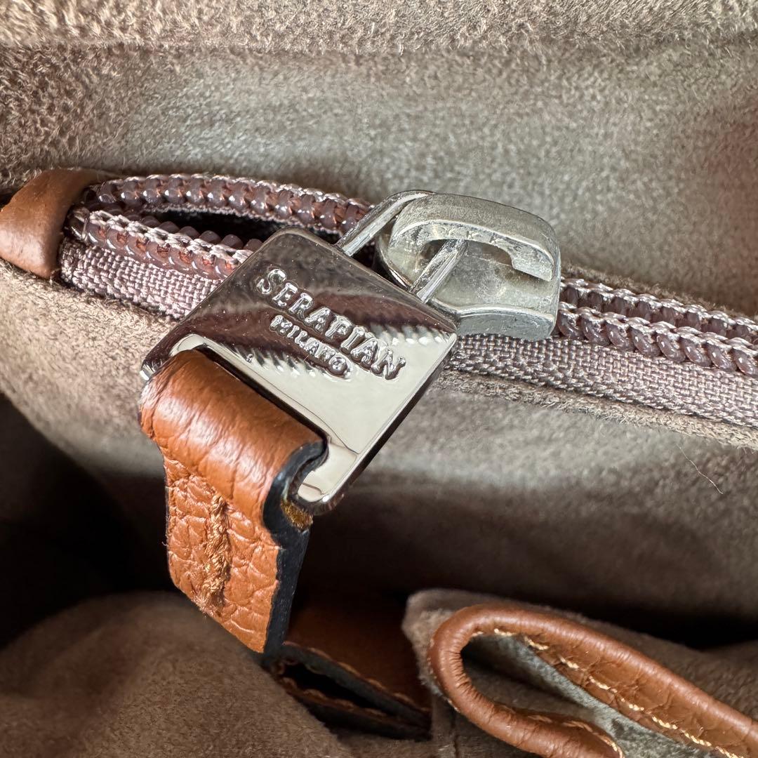 SERAPIAN カシミアレザー製 ラージ ブリーフケース セラピアン ブラウン