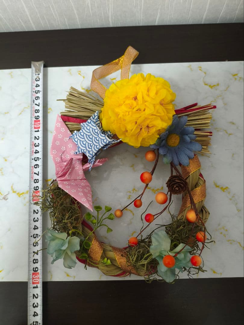 正月飾り しめ縄 造花リース