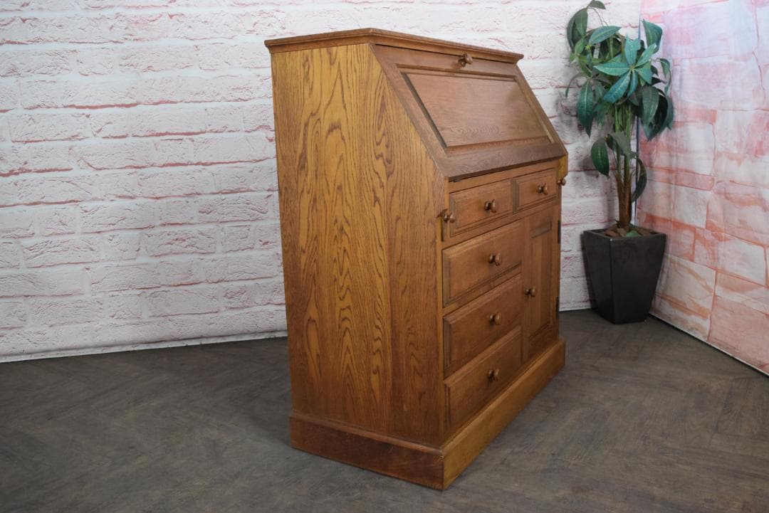 北海道旭川家具 和光 北海民芸 ライティングビューロー/デスク ナラ材