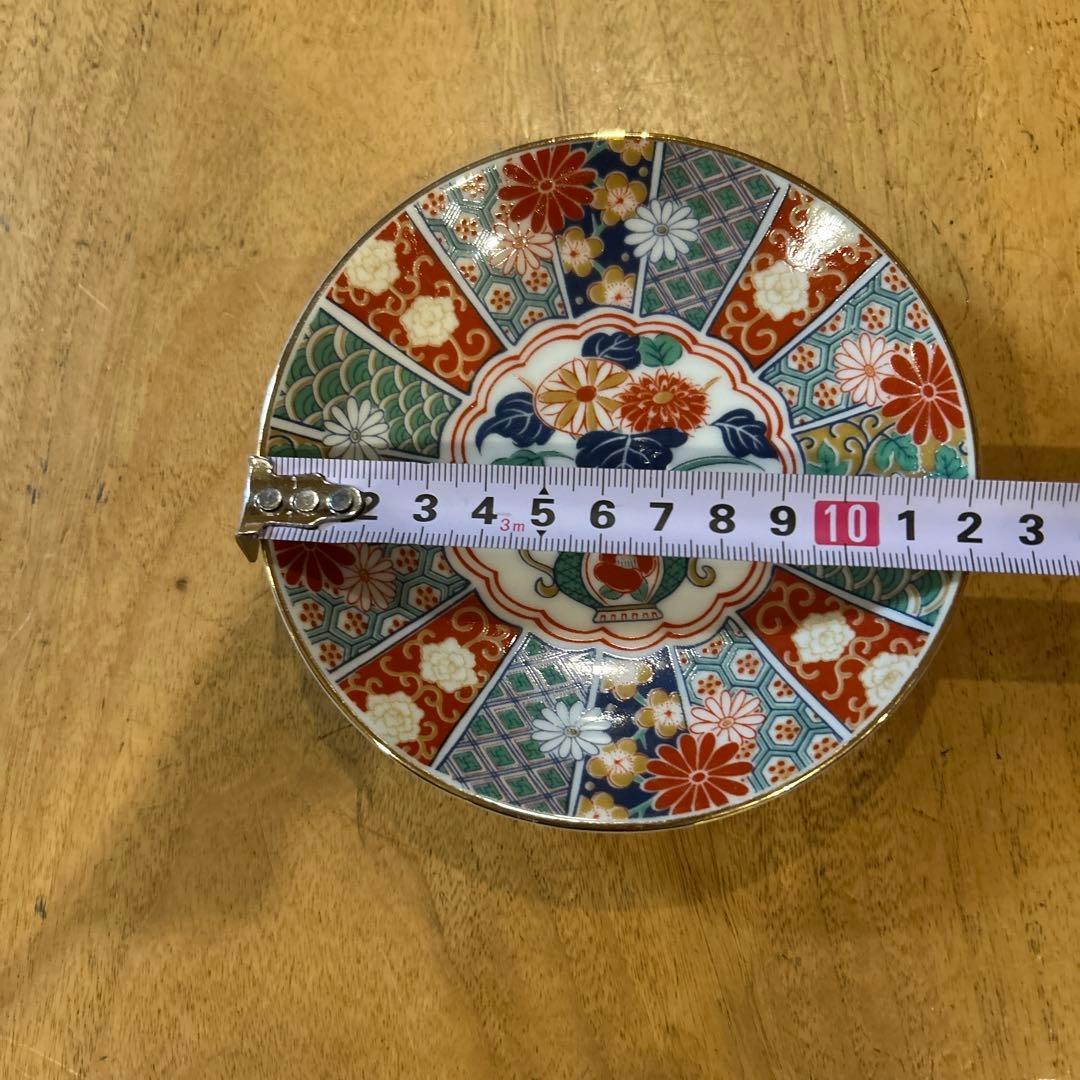 未使用品　有田焼　陶扇　小皿5枚揃え　銘々皿　錦絵　赤絵　金彩