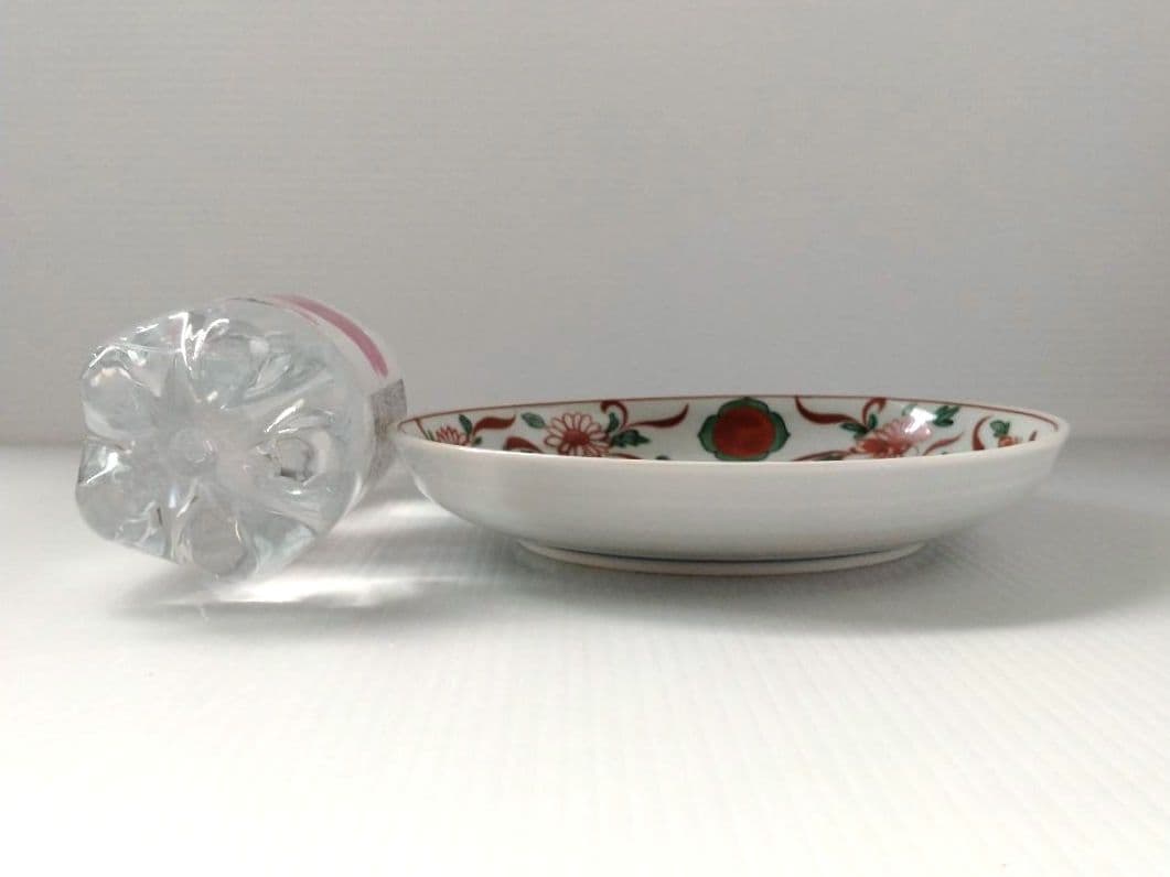 たち吉 橘吉 赤絵 草花丸紋 染付 獅子 古伊万里 中皿 和食器 深皿 5客揃