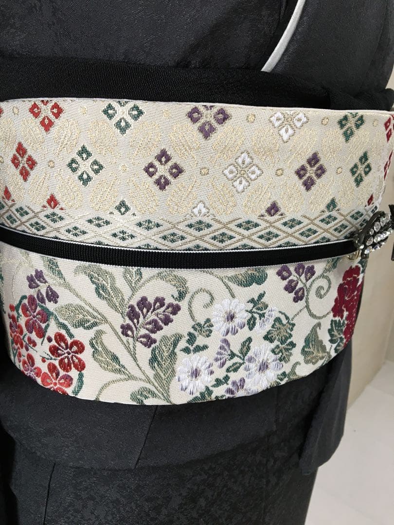 都会的　ドレッシーな【訪問着】正絹　友禅　墨色　裄長め