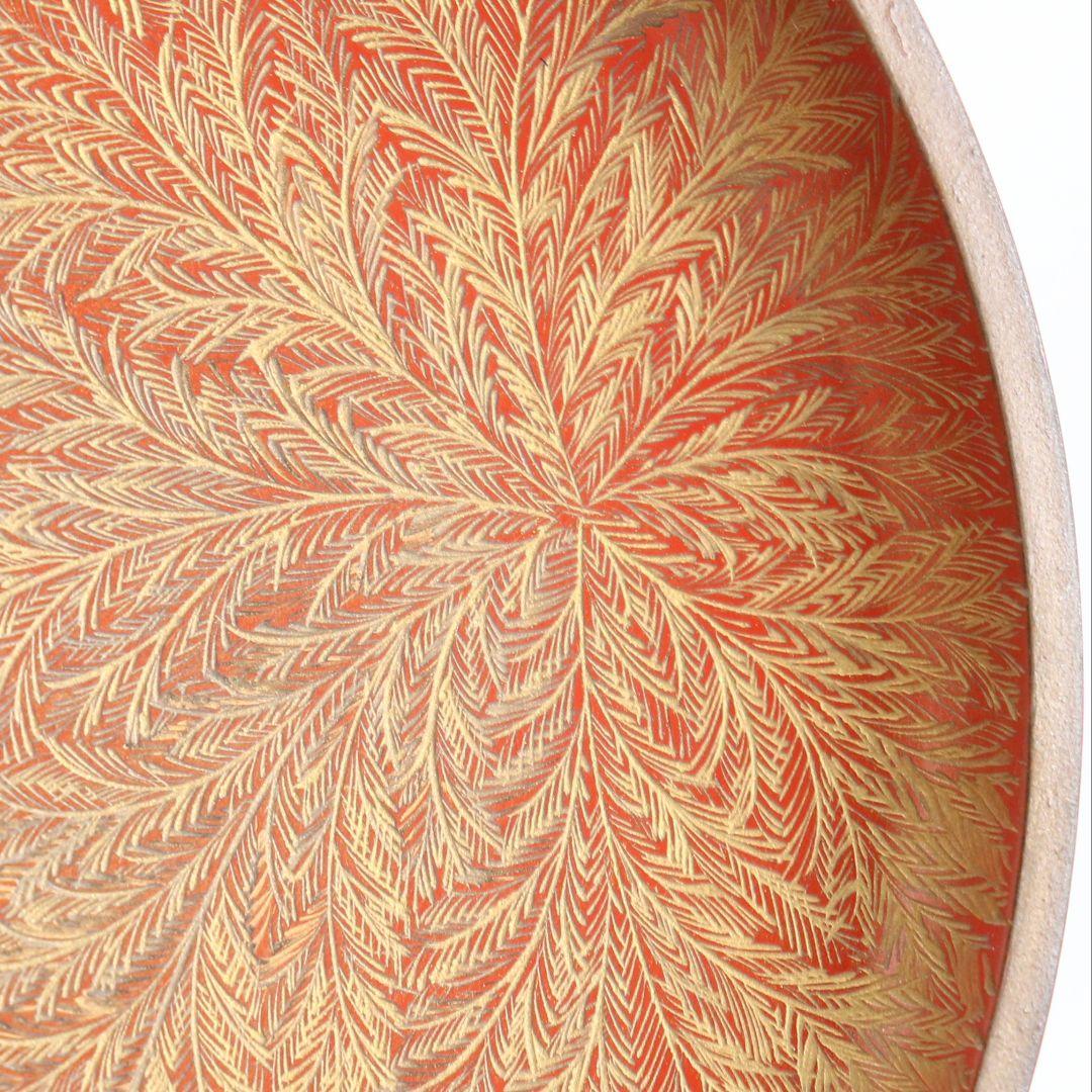 森下弘堂作 朱塗 沈金 香合 輪島塗 共箱　C974