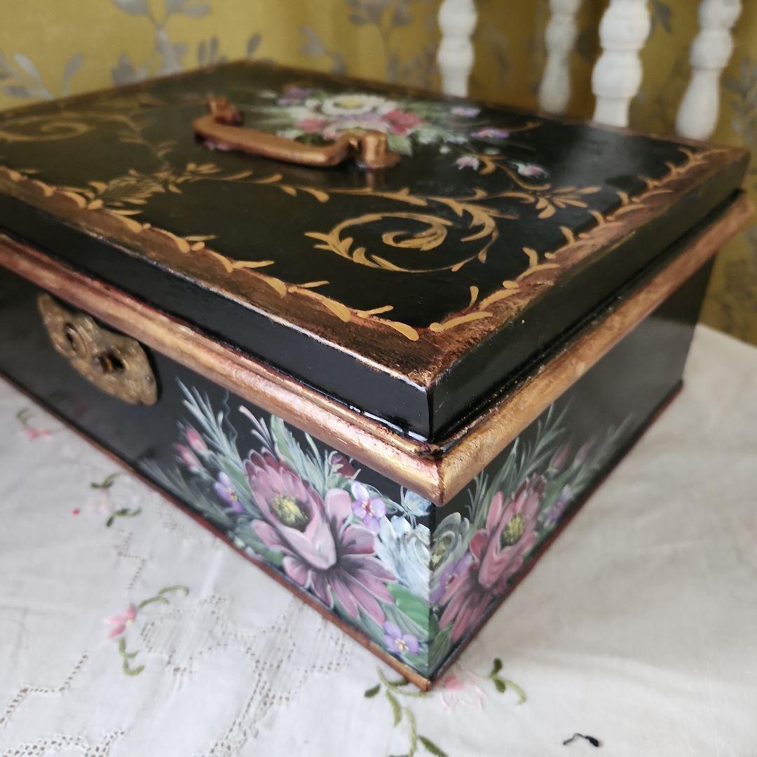 昭和レトロ手提げ金庫　リメイク 金庫でもアクセサリー入れでも<売り切り激安出品>