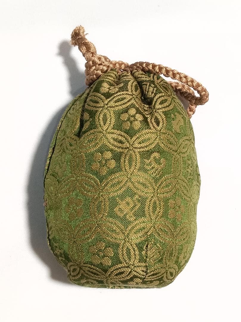 茶道具　大樋焼茶入　大樋定子作　大樋焼飴釉瓢型茶入　宗薫緞子仕覆　美品！！