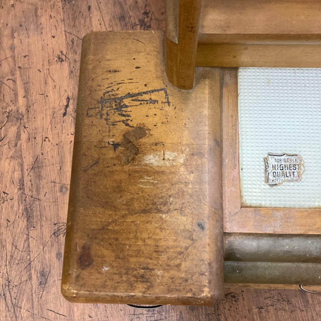 A-4 昭和レトロ 木製 鏡台 化粧台 ドレッサー 一面鏡 花柄 卓上 収納