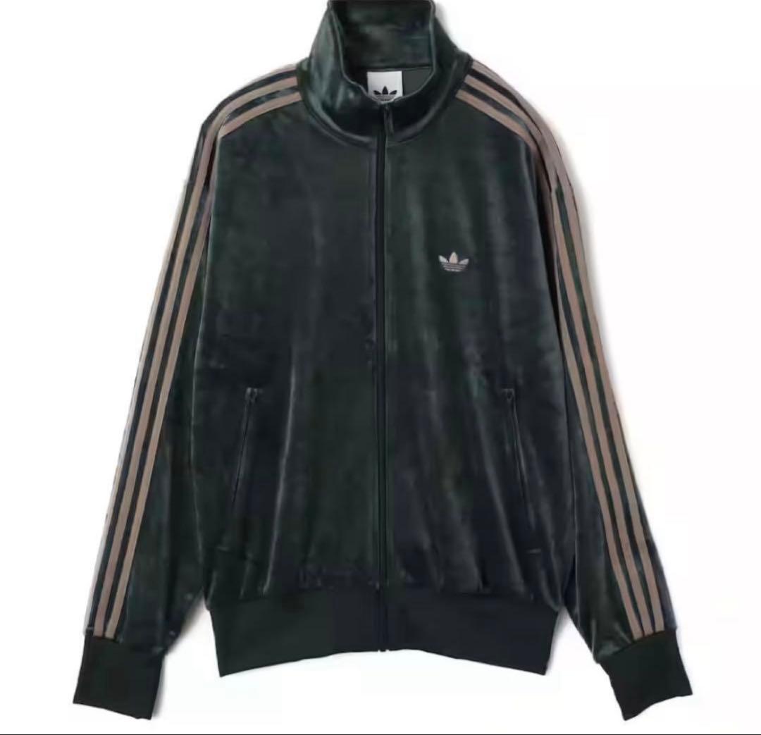 新品L adidas ファイヤーバード ベロア トラックトップ グリーン
