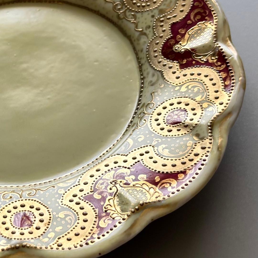 英国製アンティーク 1880年代　ロイヤルウースター　深紅と盛上げ金彩【稀少品】