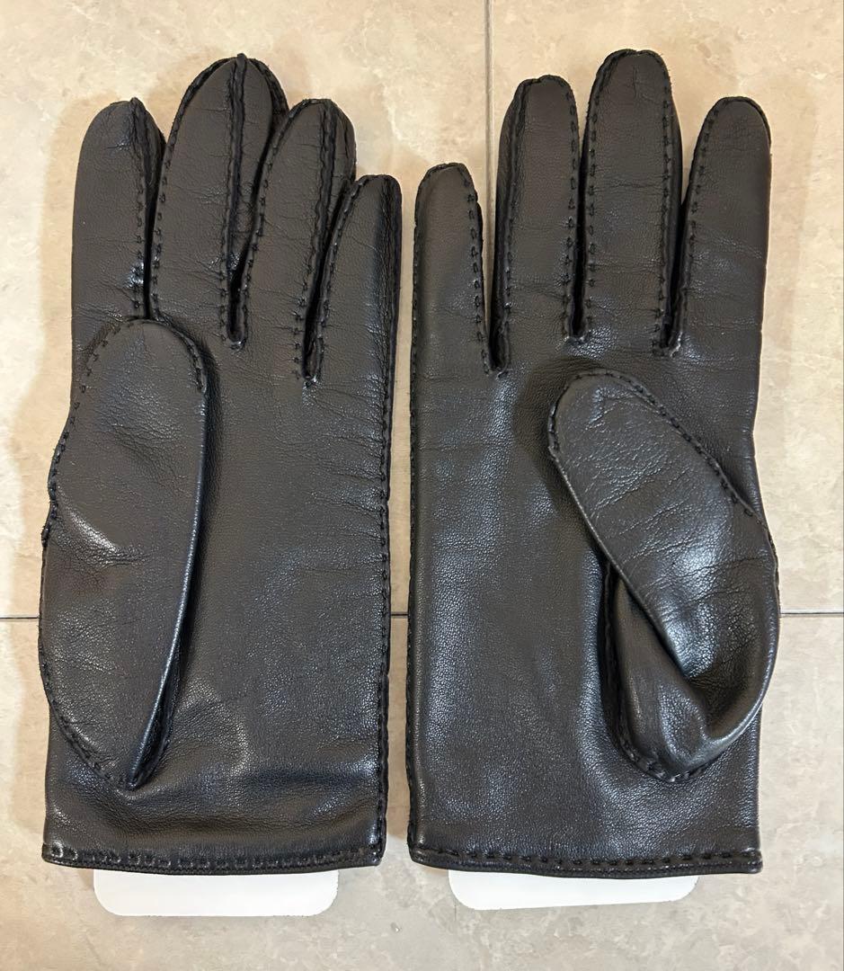 HERMES ブラック レザー手袋 レディース