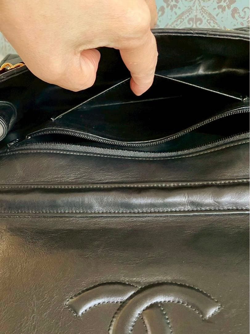 シャネル CHANEL マトラッセ チェーン ショルダーバッグ ラム ブラック