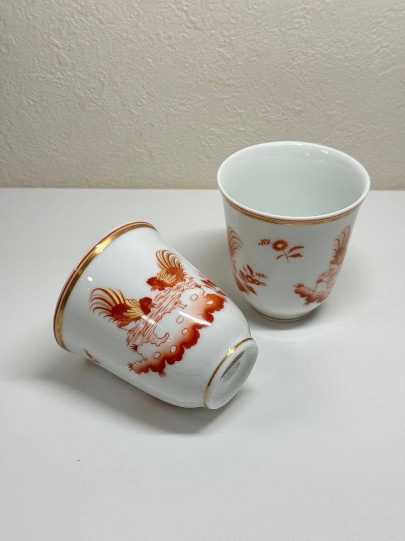 【高級】Richard Ginori レッドコック 湯呑 カップ 2客セット
