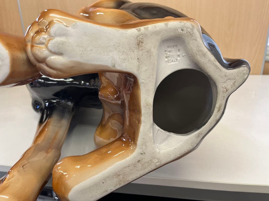 G7 ドーベルマン 犬 陶器 置物 アンティーク イタリア製 約95cm