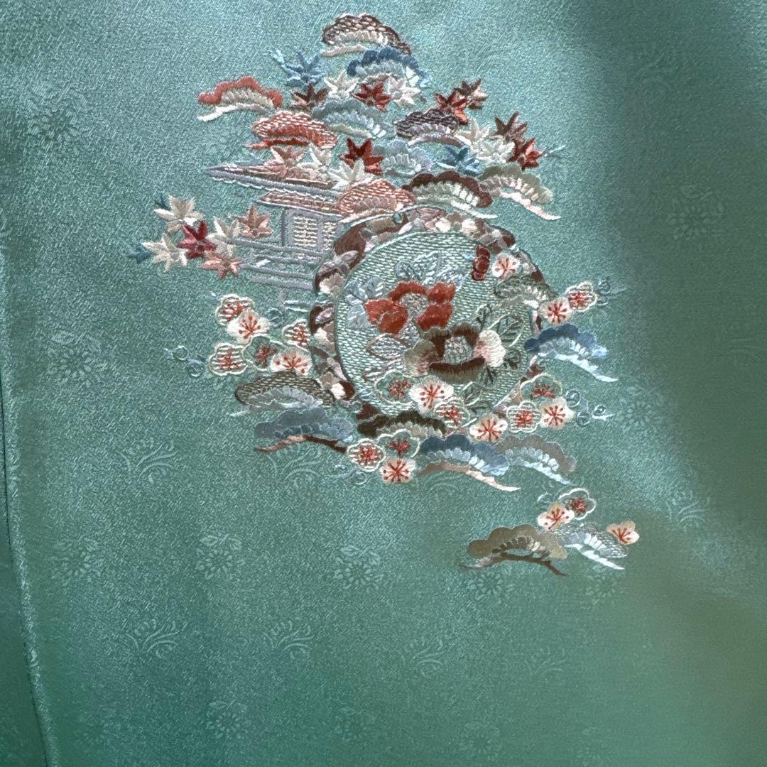 付け下げ訪問着　刺繍　美品　綸子　身丈156 ロ-6