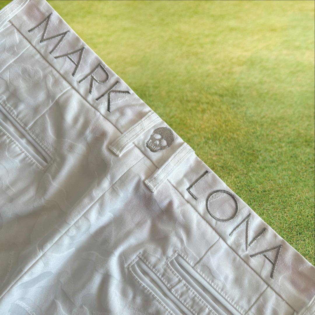 マークアンドロナ　パンツ　M〜L相当　白　ホワイト　総柄　スカル　迷彩　コットン