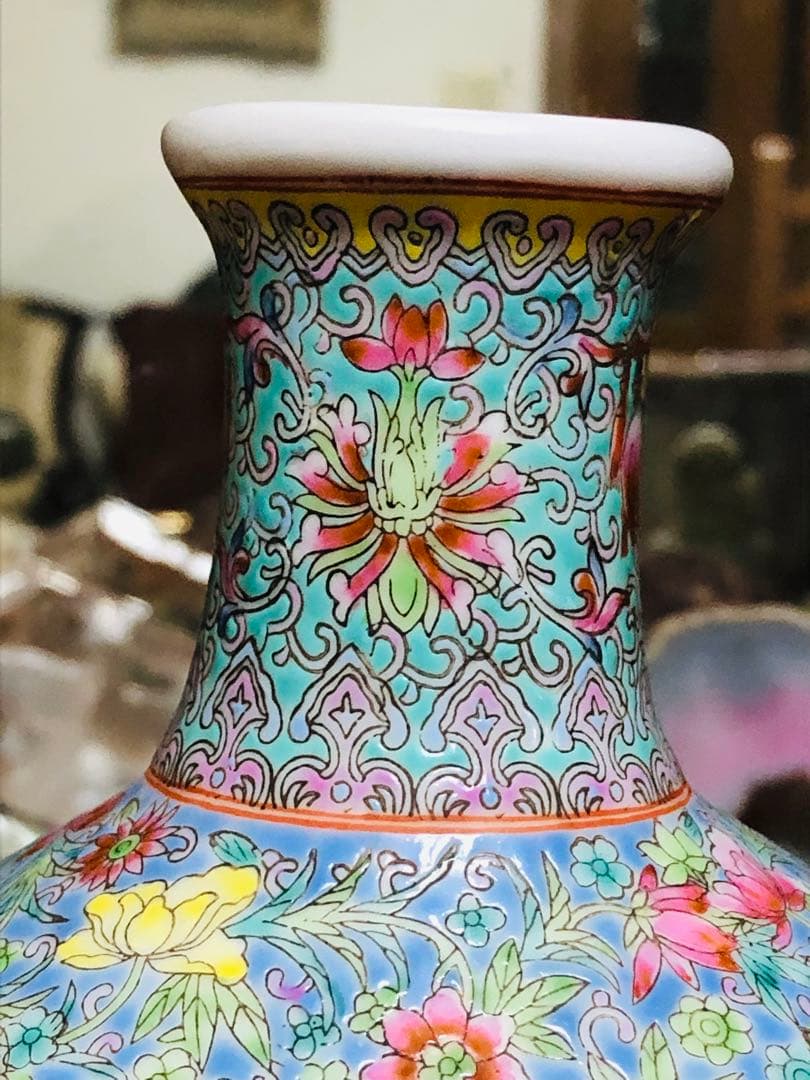 大清光緒年製銘　中国粉彩陶器