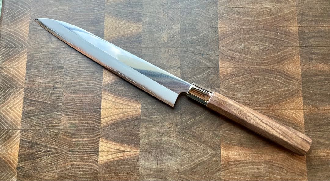 土佐打刃物 黒鳥鍛造工場 240mm 両刃 柳刃 刺身　包丁 銀三鋼 鏡面仕上