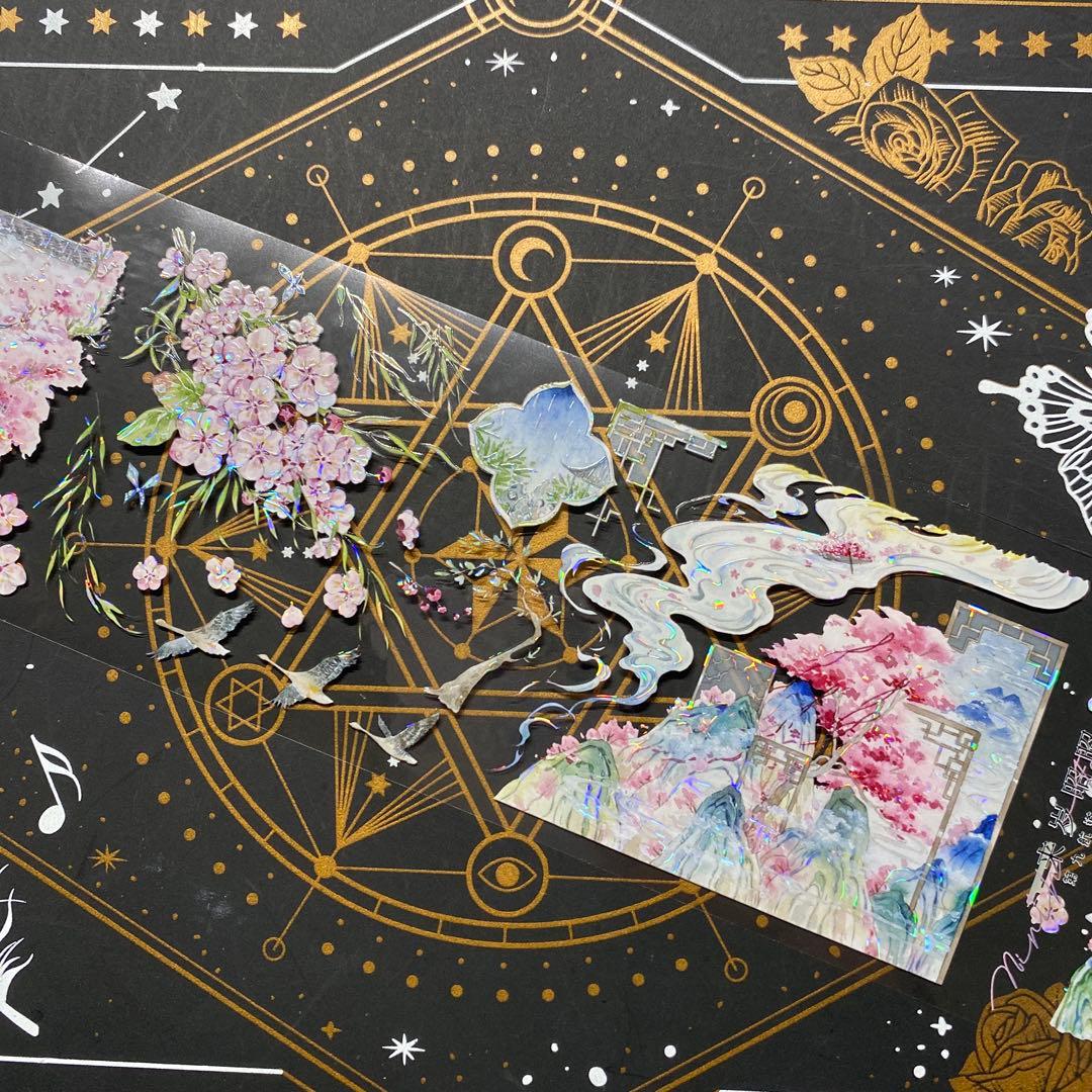 【9254】海外　マステ　中古巻　貝殻光マスキングテープ　半透明　自然風景