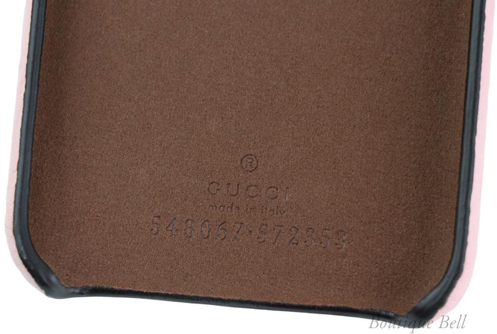 【グッチ】レザーグッチシマ キャット猫 iPhone7/8/SEケース ピンク