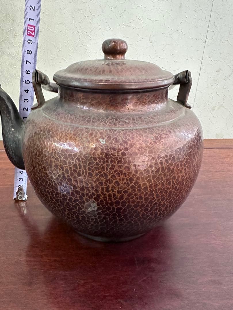 山川堂製　銅製　やかん　職人手作り　アンティーク銅本体は槌目して作られ　茶道