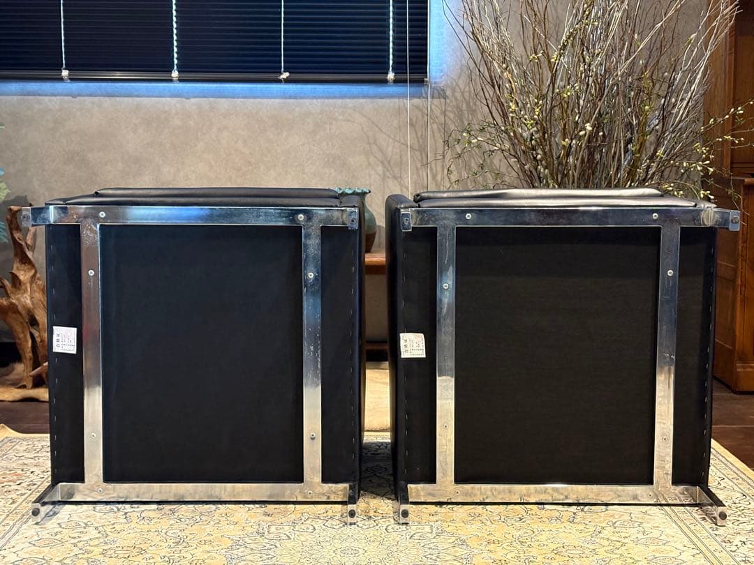 ①ブラック モダン 1人掛けソファ 1Pソファ 合皮レザー アンティーク SG