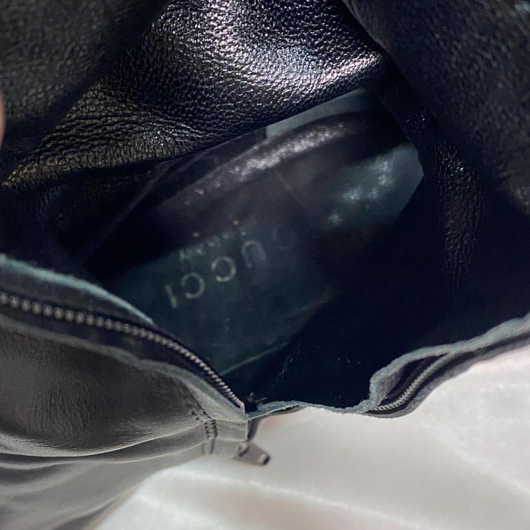 GUCCI グッチ ニーハイブーツ バックル付き ロングブーツ レザー ブラック