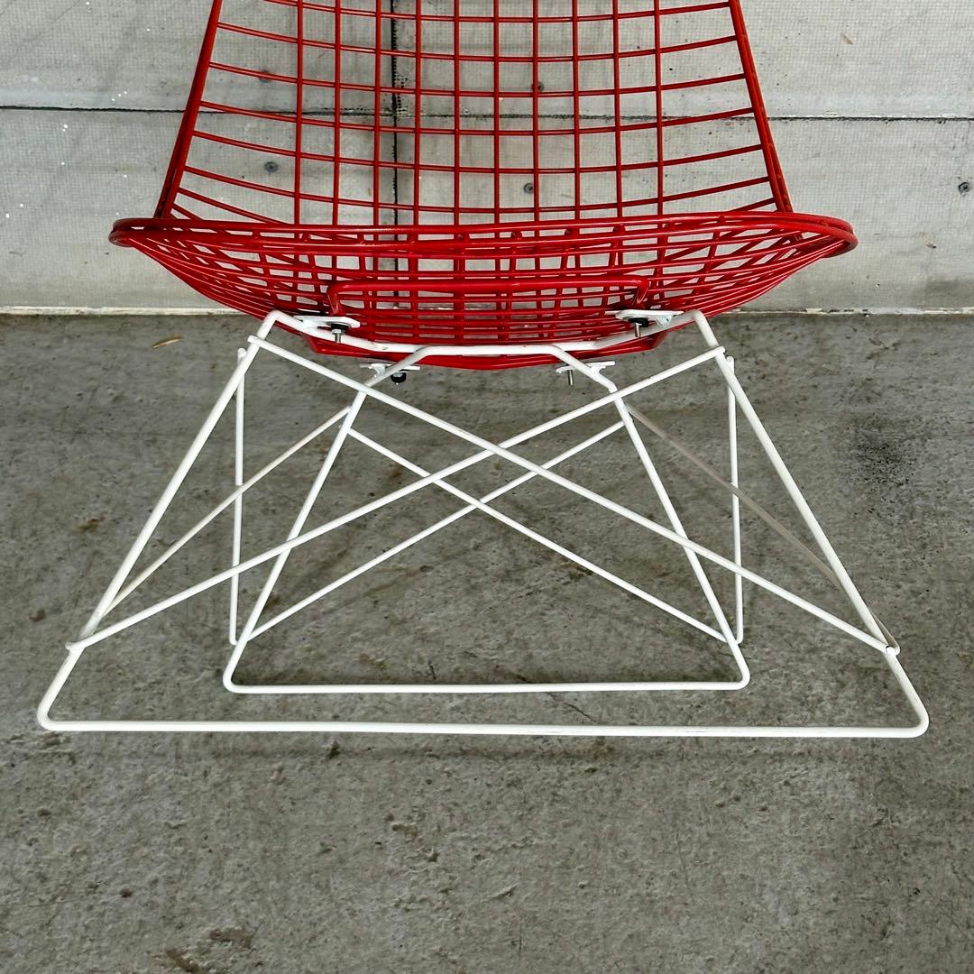 ✦ワイヤーチェア✦イームズデザイン ミッドセンチュリー レッド スチール チェア