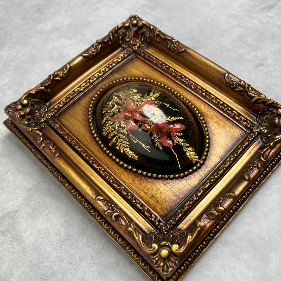 アンティーク　胡蝶蘭　花　金24KGP　リーフインフレーム インテリア ゴールド