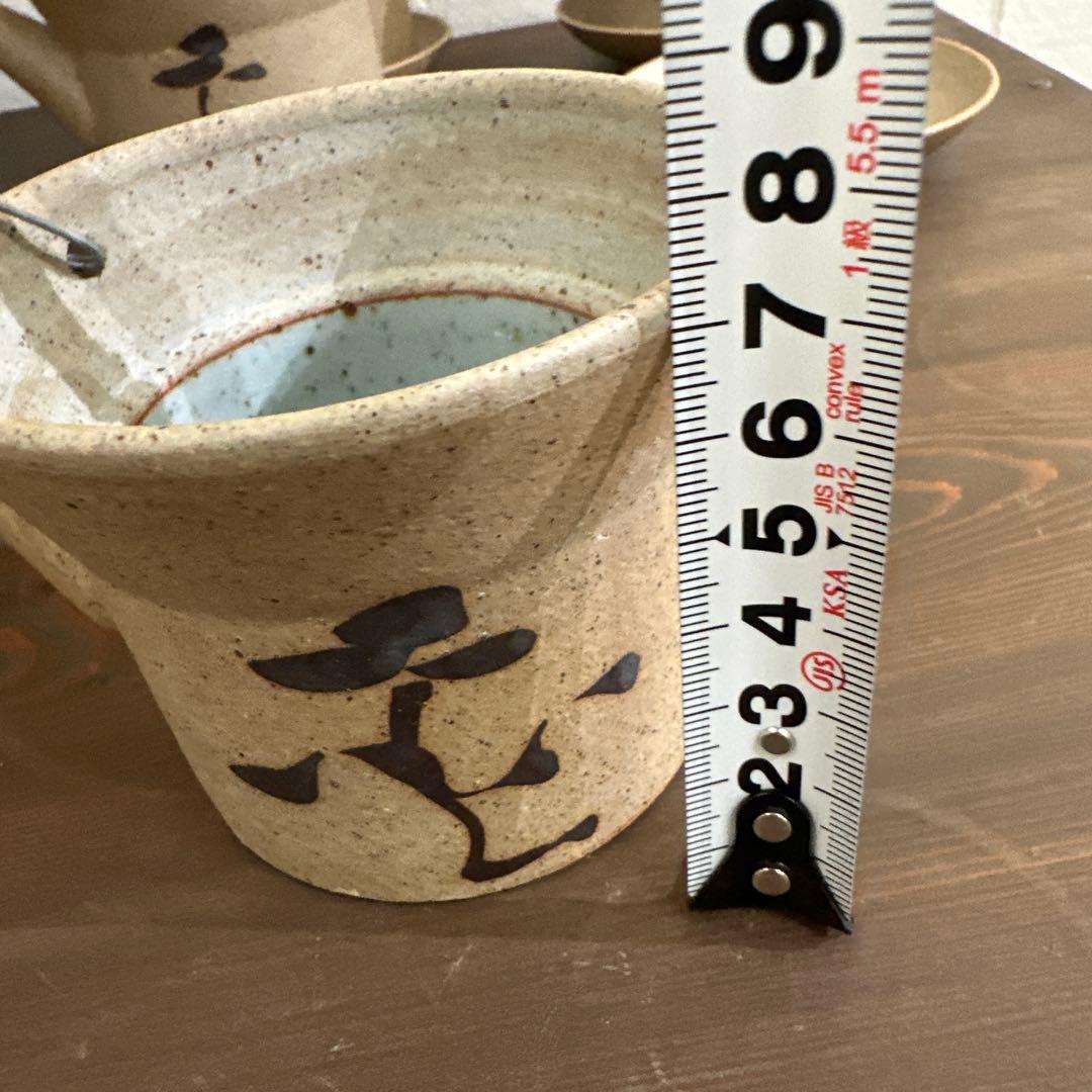 土瓶蒸し器　素焼き　4セットと受け皿1枚付き