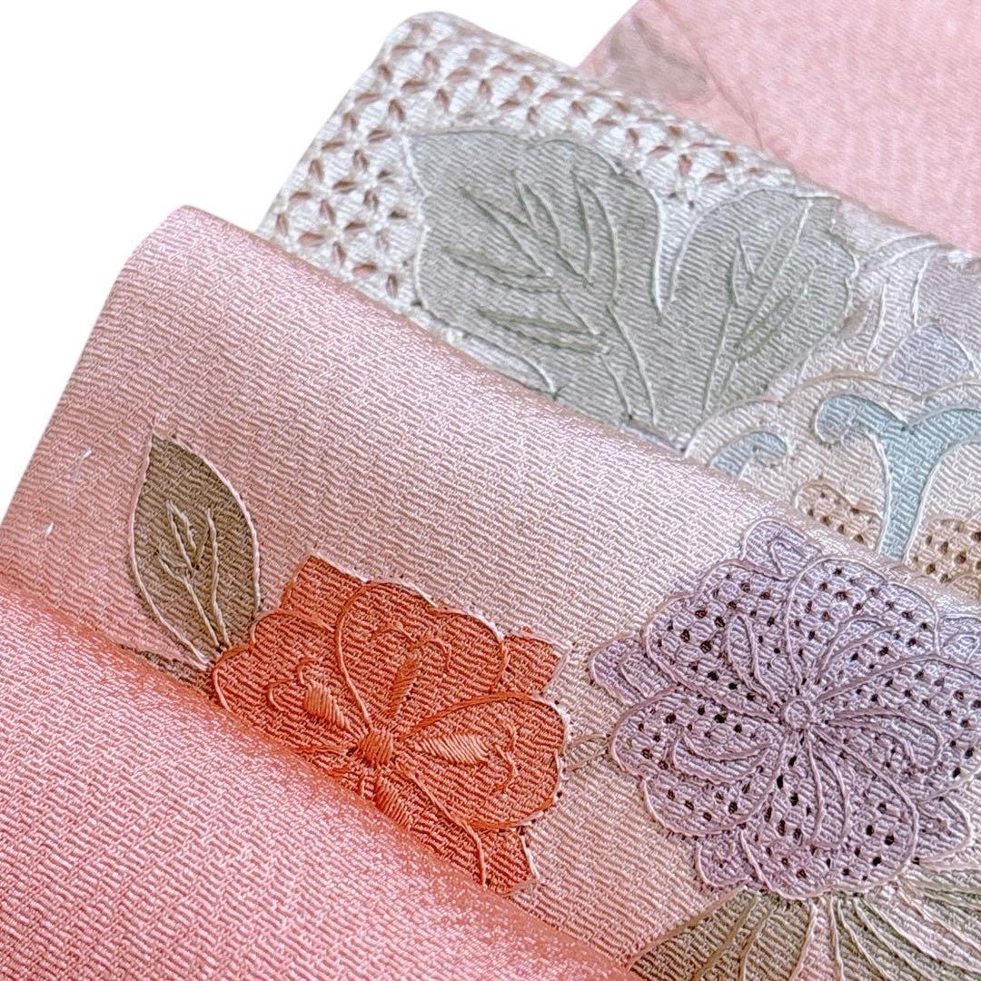 A106愛華 未使用着物 刺繍　スワト　宍色　美品　正絹　フォーマル