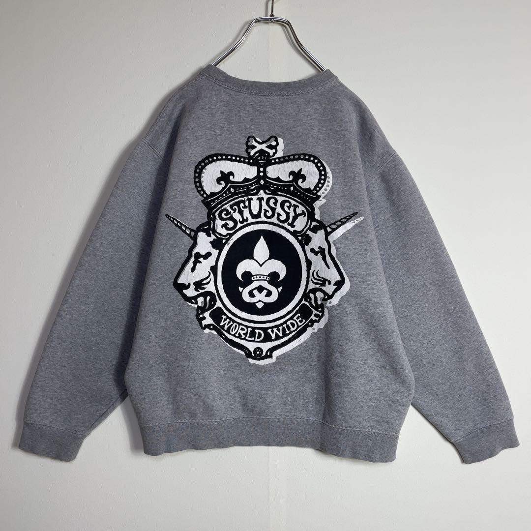 【超希少】ステューシー スウェット 90s バックでかプリント 人気Lサイズ
