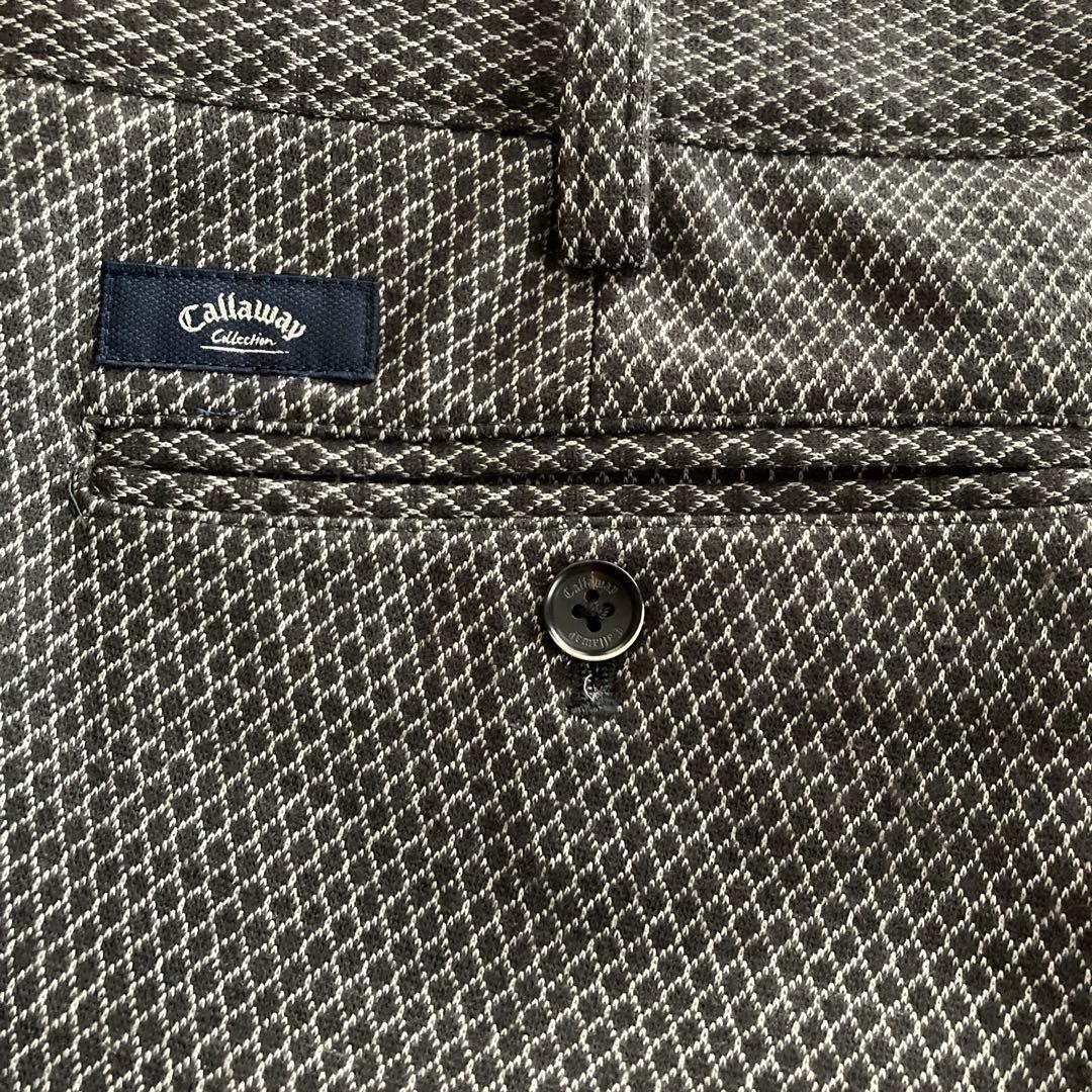 【超美品】Callaway ゴルフパンツ 裏起毛 ストレッチ ダイヤ柄 L 秋冬